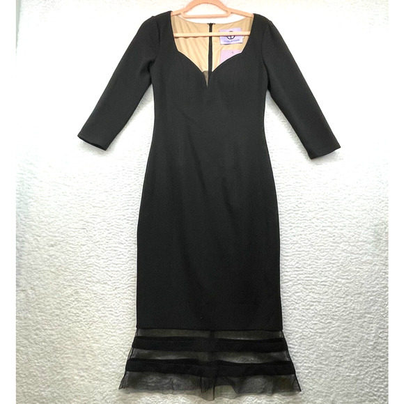 JS Collections Dresses & Skirts - JS Collections Dress Women 0 Black Ottoman Mermaid Tea Length Curve Mesh 866232W